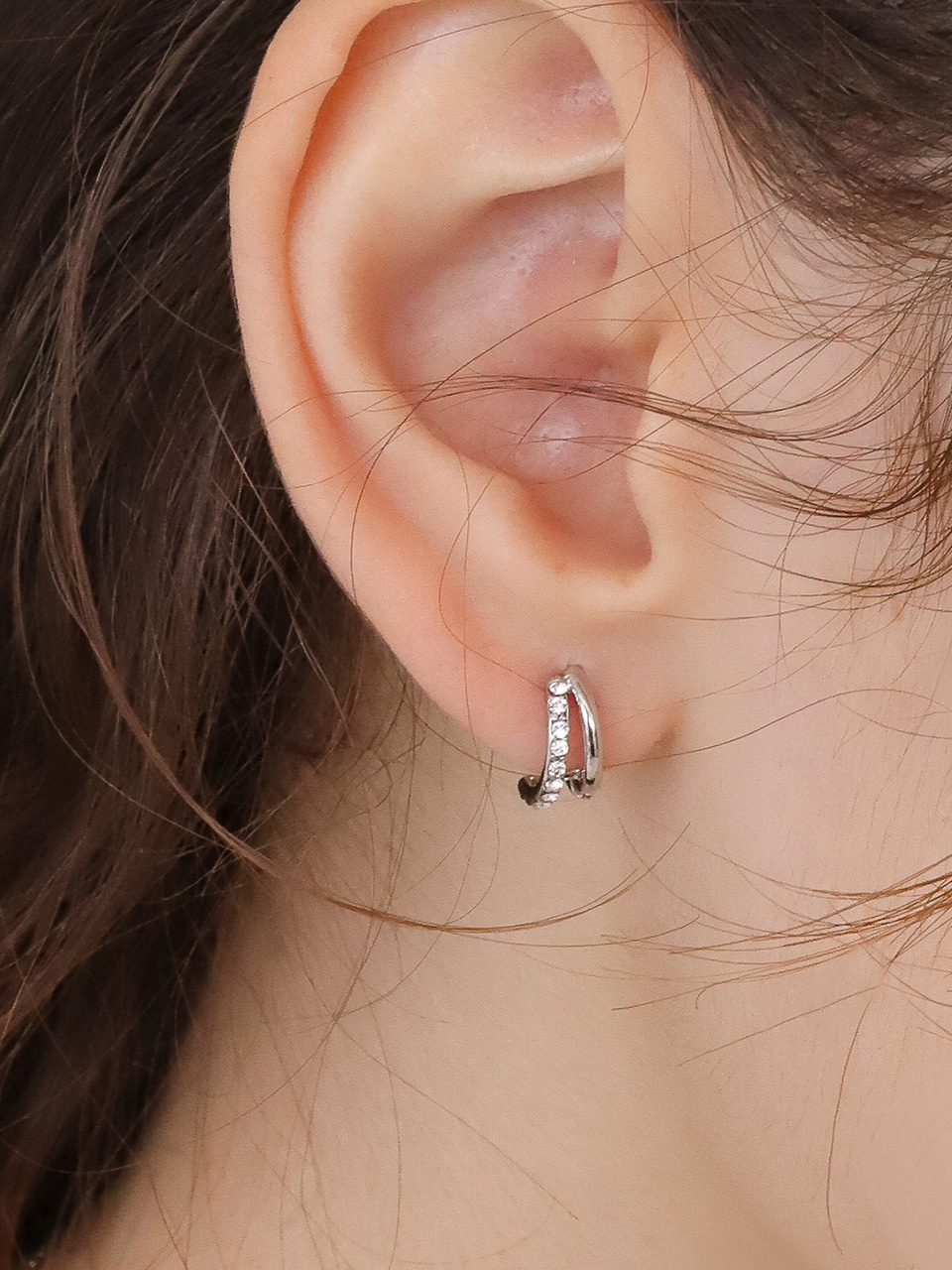 [셀럽 착용] mini cubic hoop earring