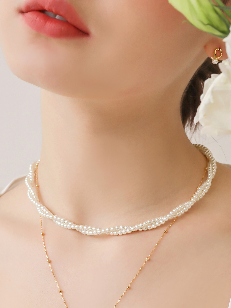 [셀럽 착용] twist pearl necklace
