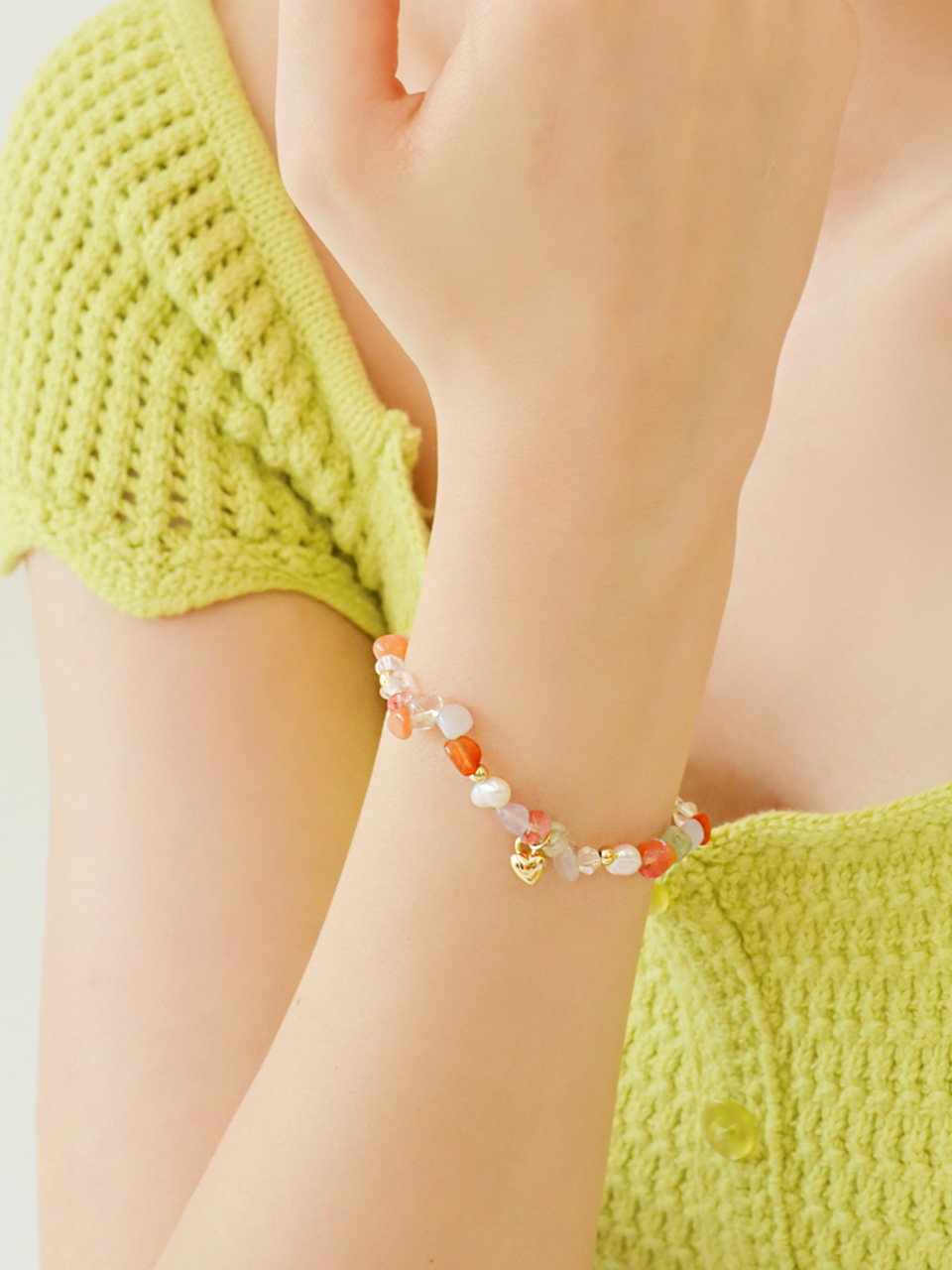 [셀럽 착용] stone heart bracelet