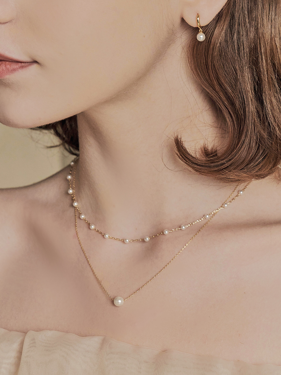 [셀럽 착용] lulu pearl layered necklace