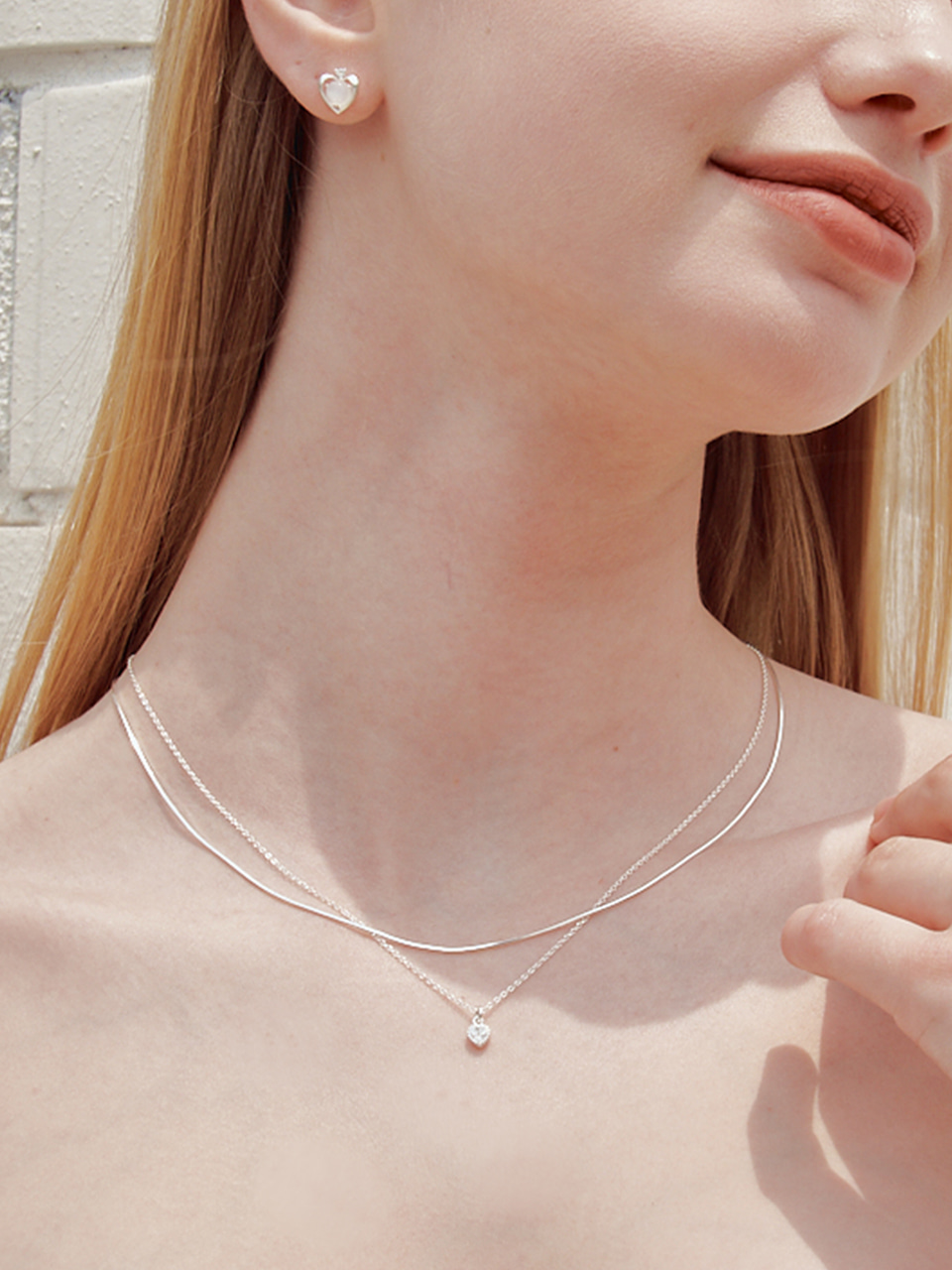 [셀럽 착용] precious heart layered necklace