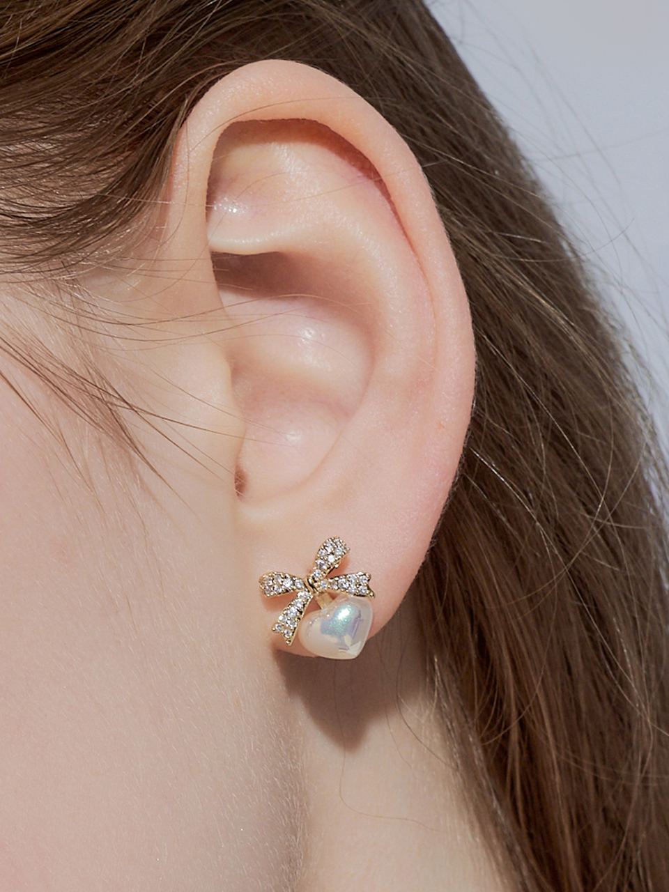 [단독][레드벨벳 웬디, 여자 아이들 미연 착용] estel ribbon heart pearl earring