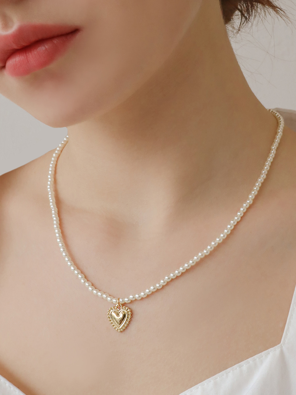 [셀럽착용] love pearl necklace