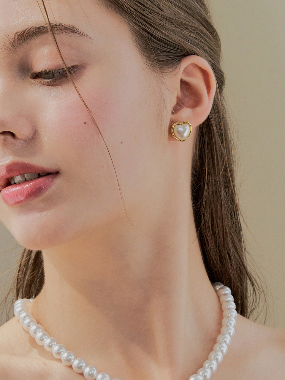 [셀럽 착용] ariel heart pearl earring