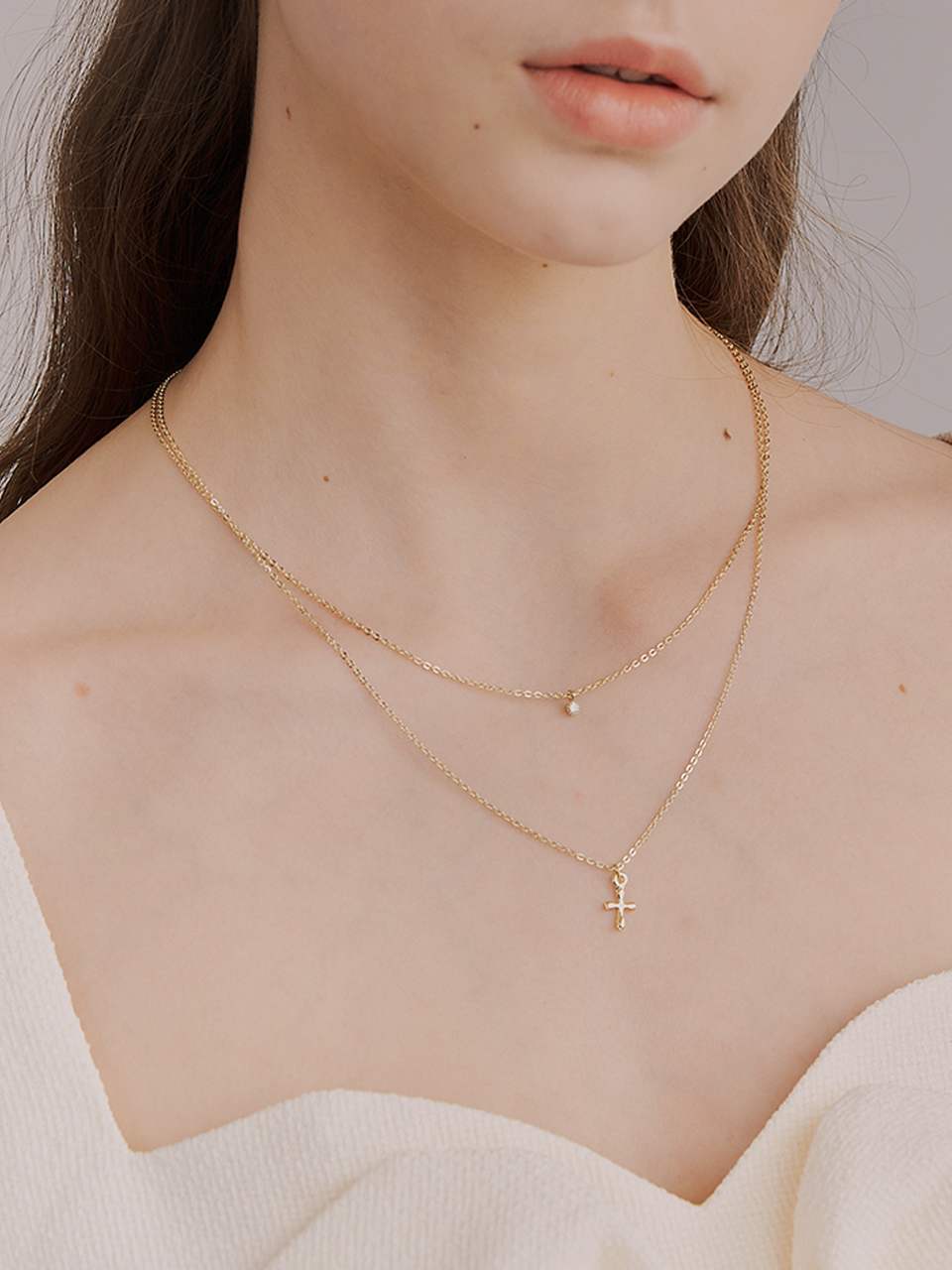 time cross layered necklace