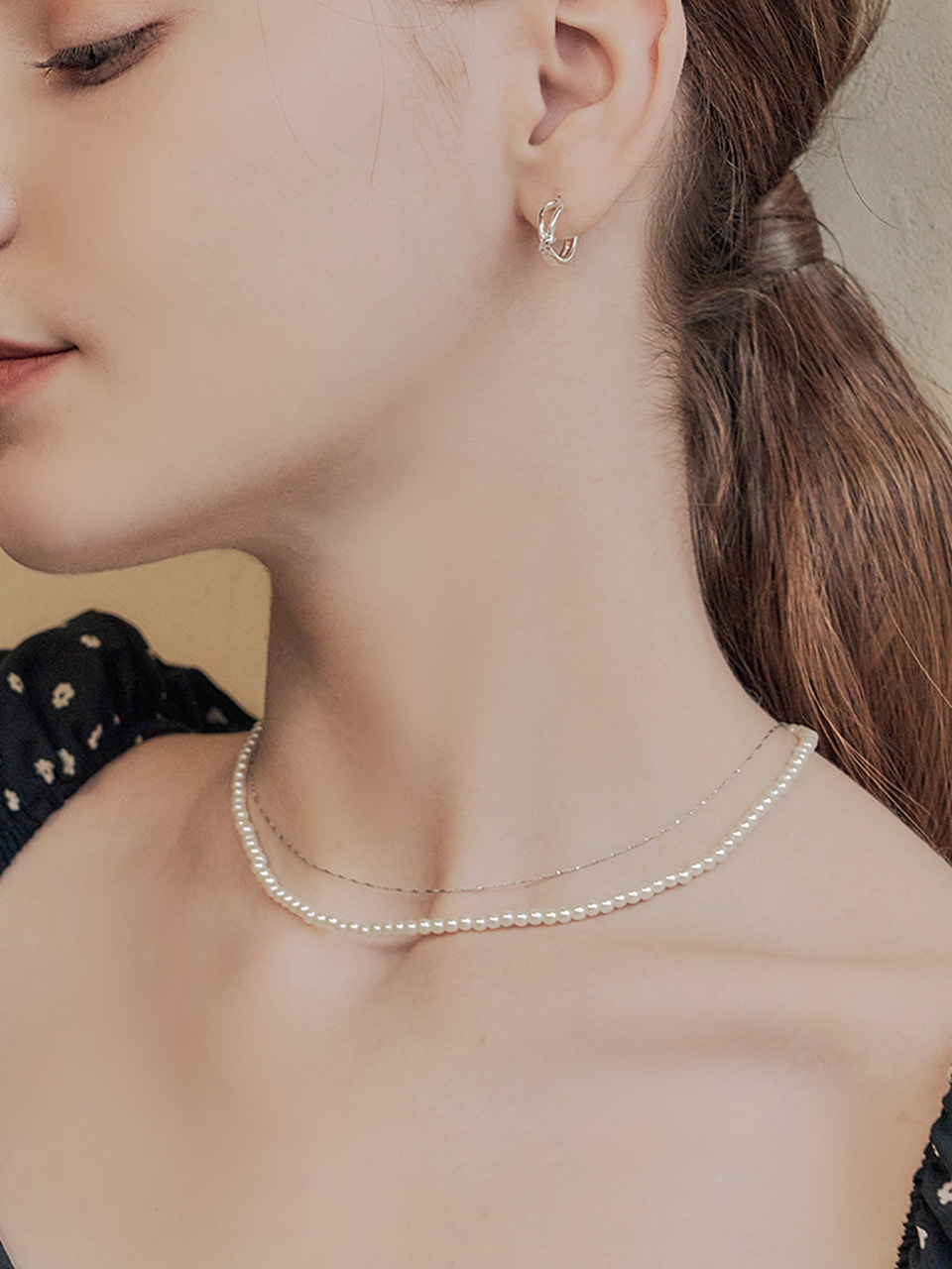 [셀럽 착용] gleam pearl necklace set